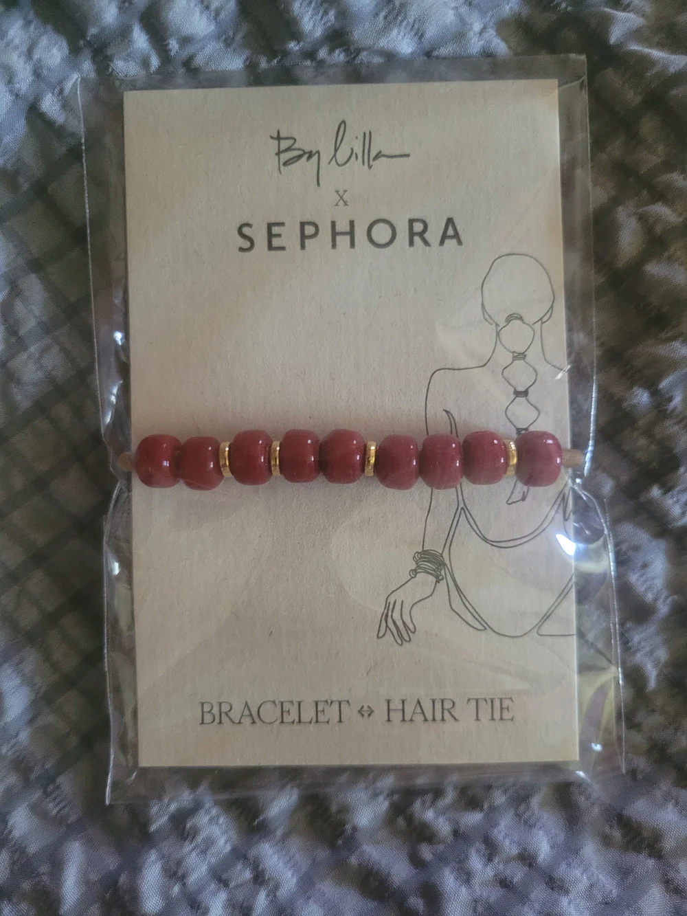 Sephora x By Lilla Red Beaded Bracelet Hair Tie Brand New Sealed